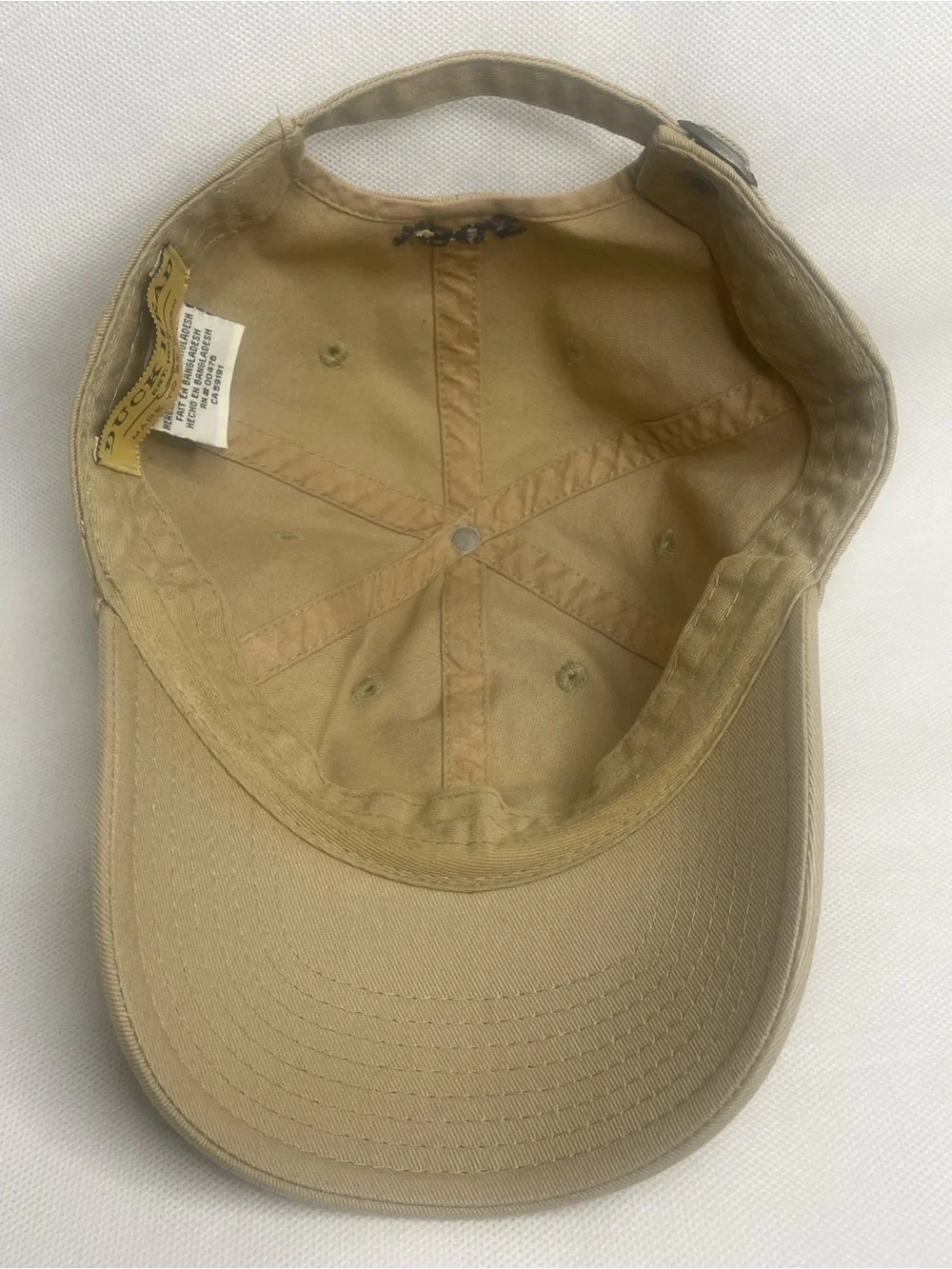 VTG Duck Head Circle Patch 100% Cotton Twill Hat Tan Adjustable StrapBack Cap